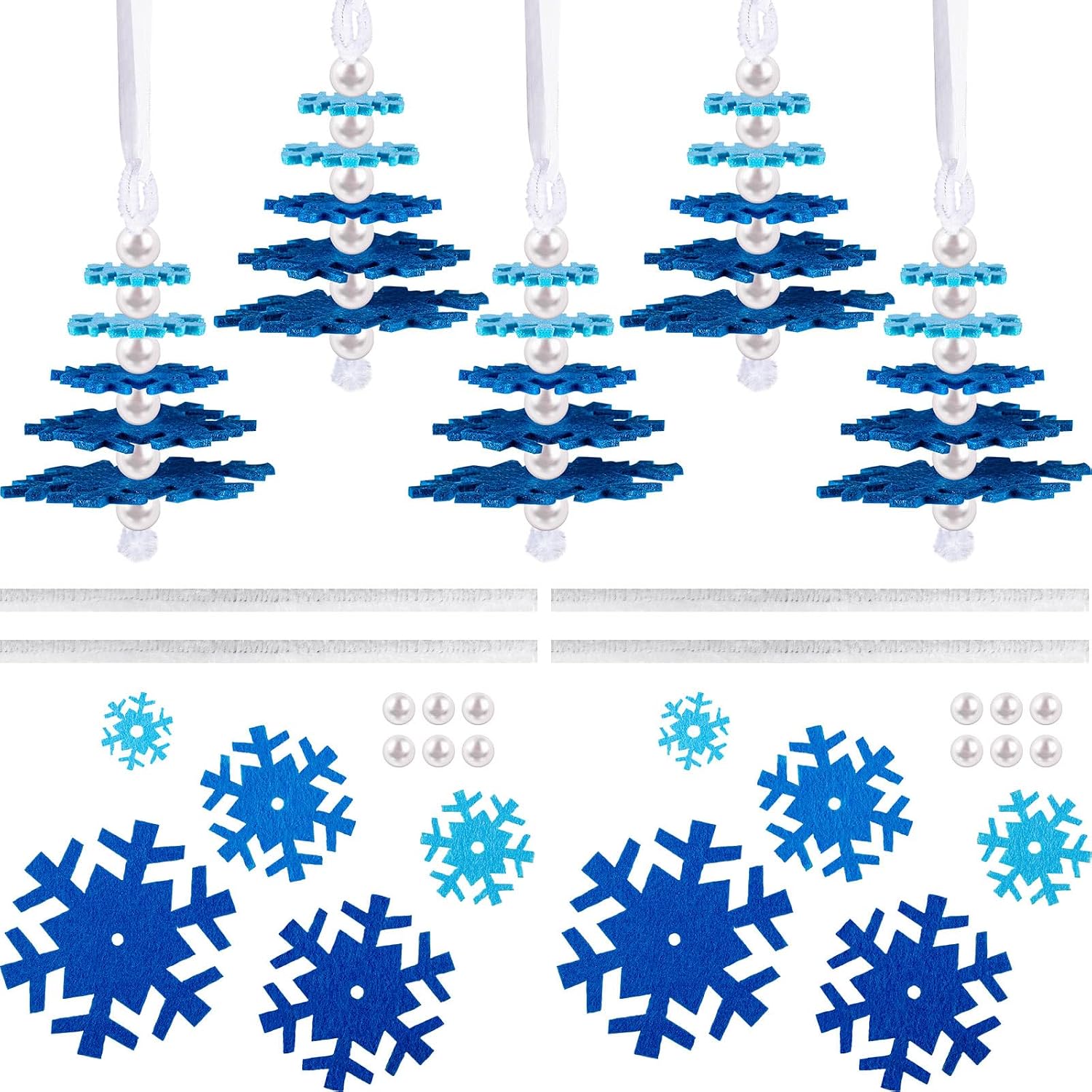 layered blue and white felt snowflake ornament