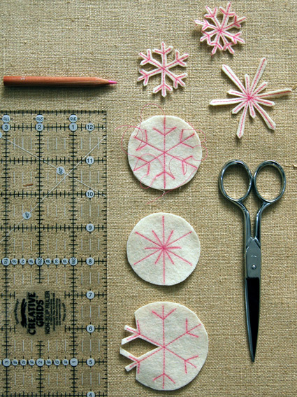 two sided felt snowflake ornament