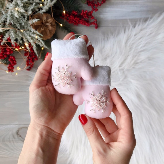pastel pink felt snowflake ornament