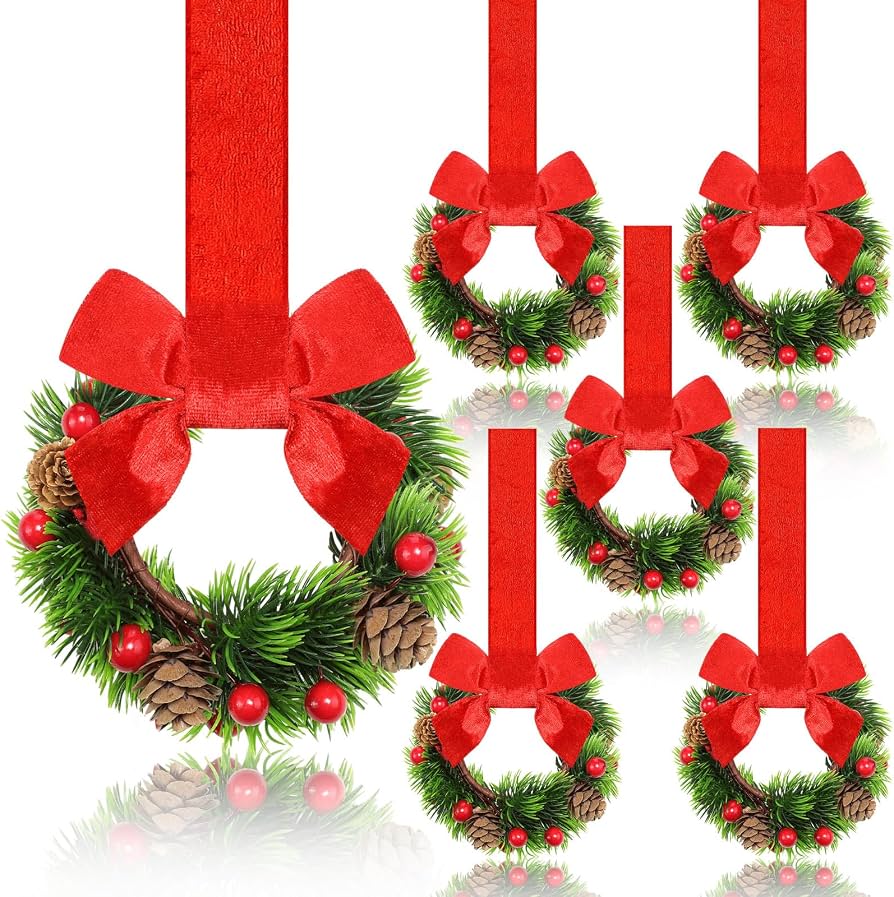 pinecone garland on cabinet doors