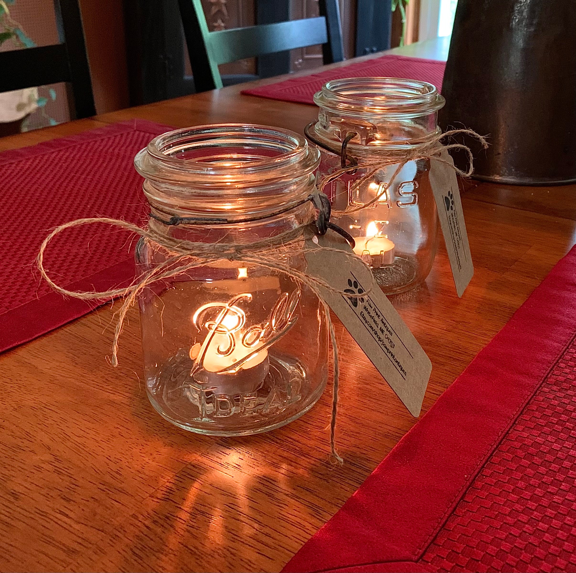tea light candle in glass jar