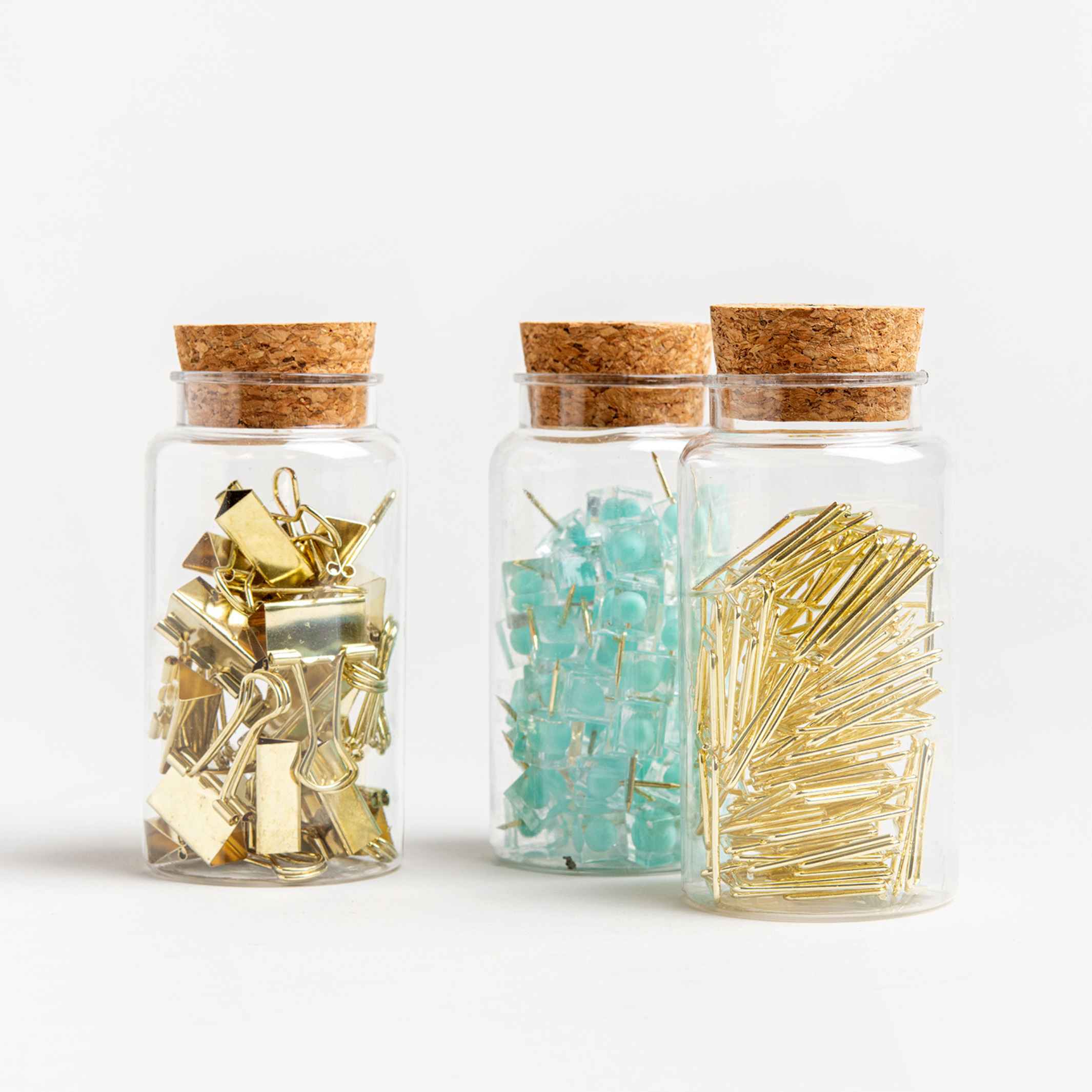 paper clips in glass jar