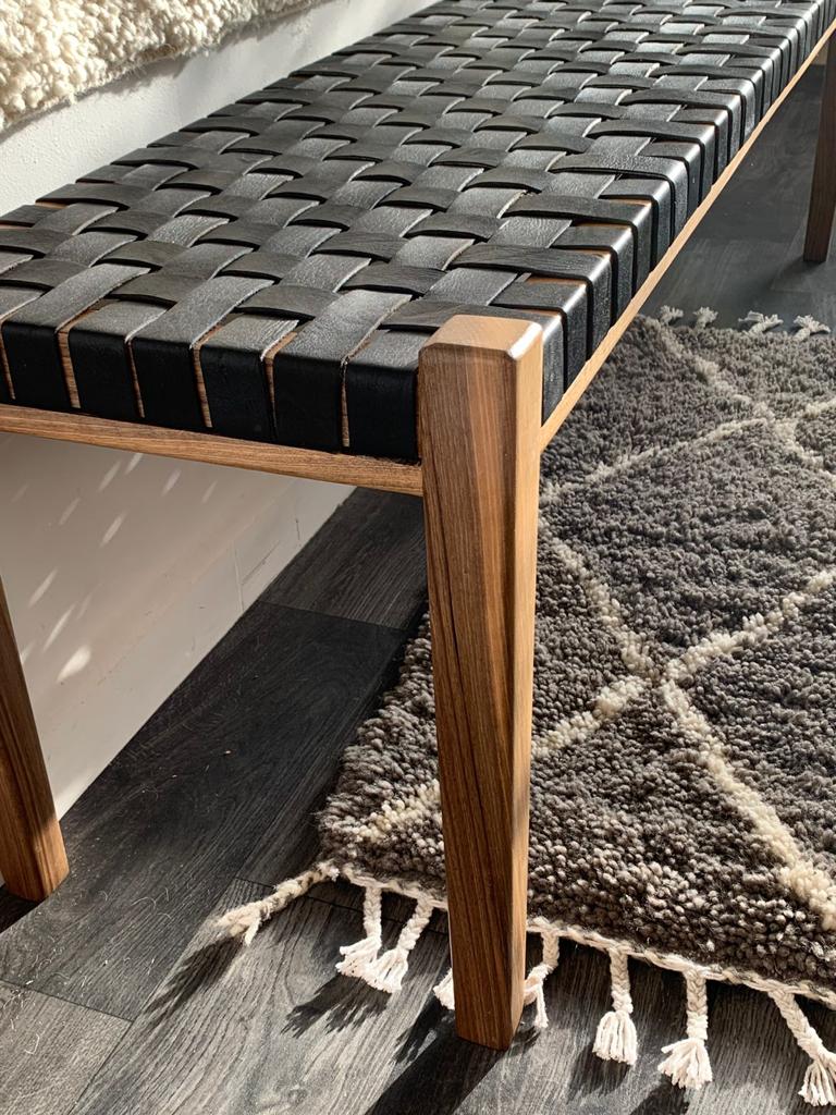 woven leather bench seat