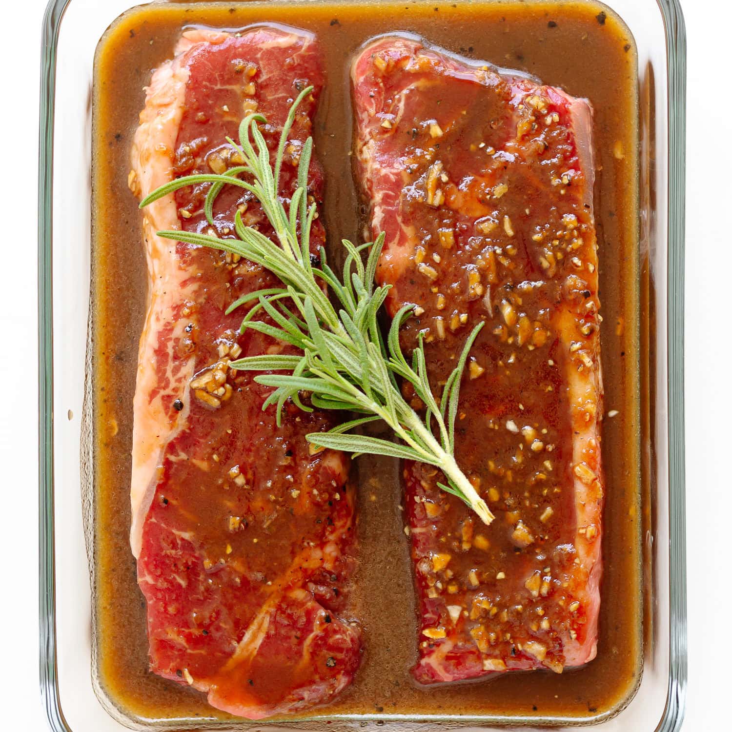 steak marinade glass dish