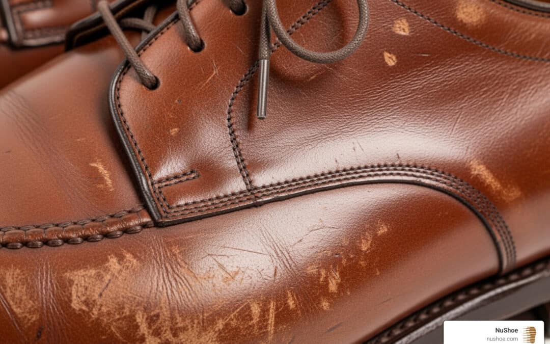 scratched leather shoes