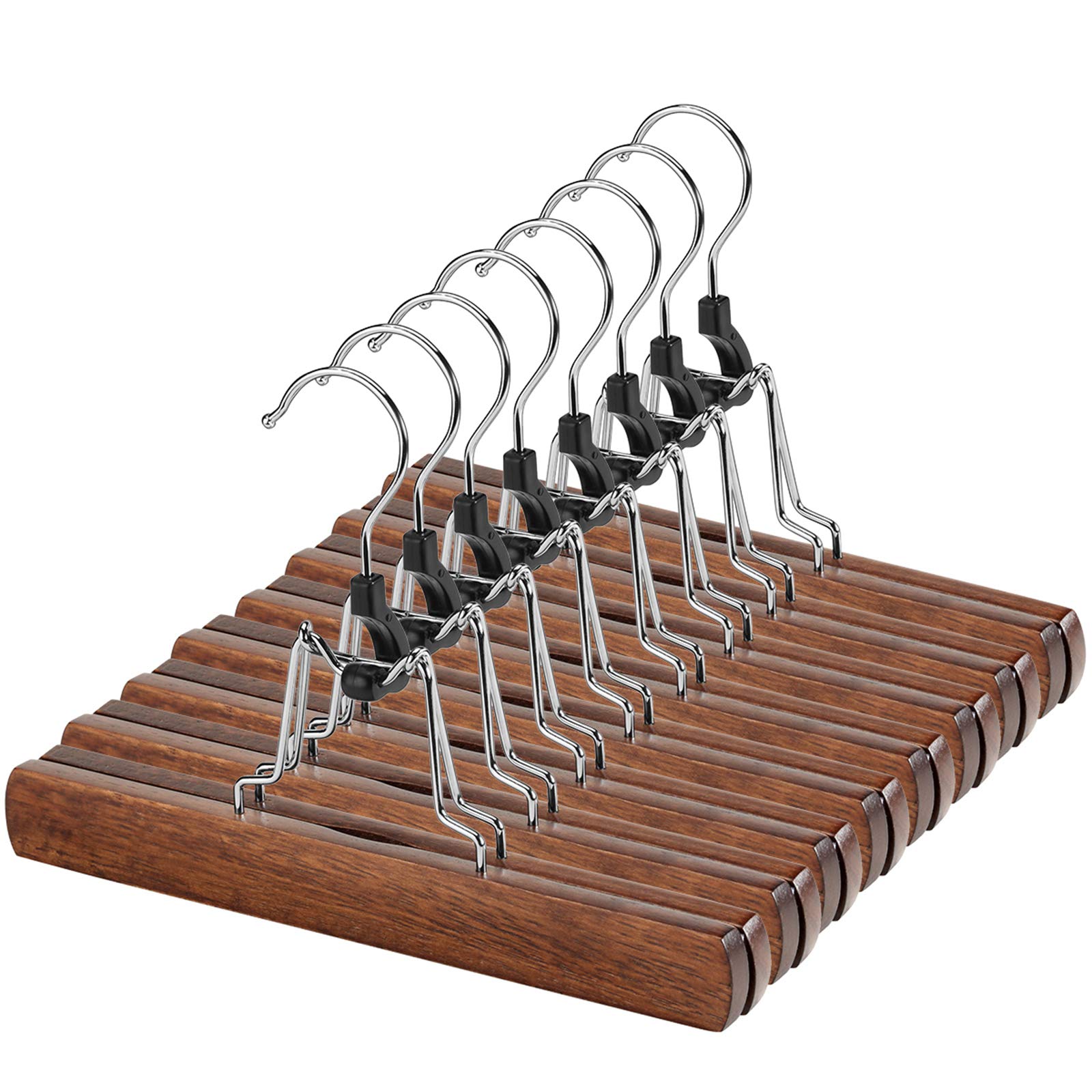 wooden pants hanger with clips