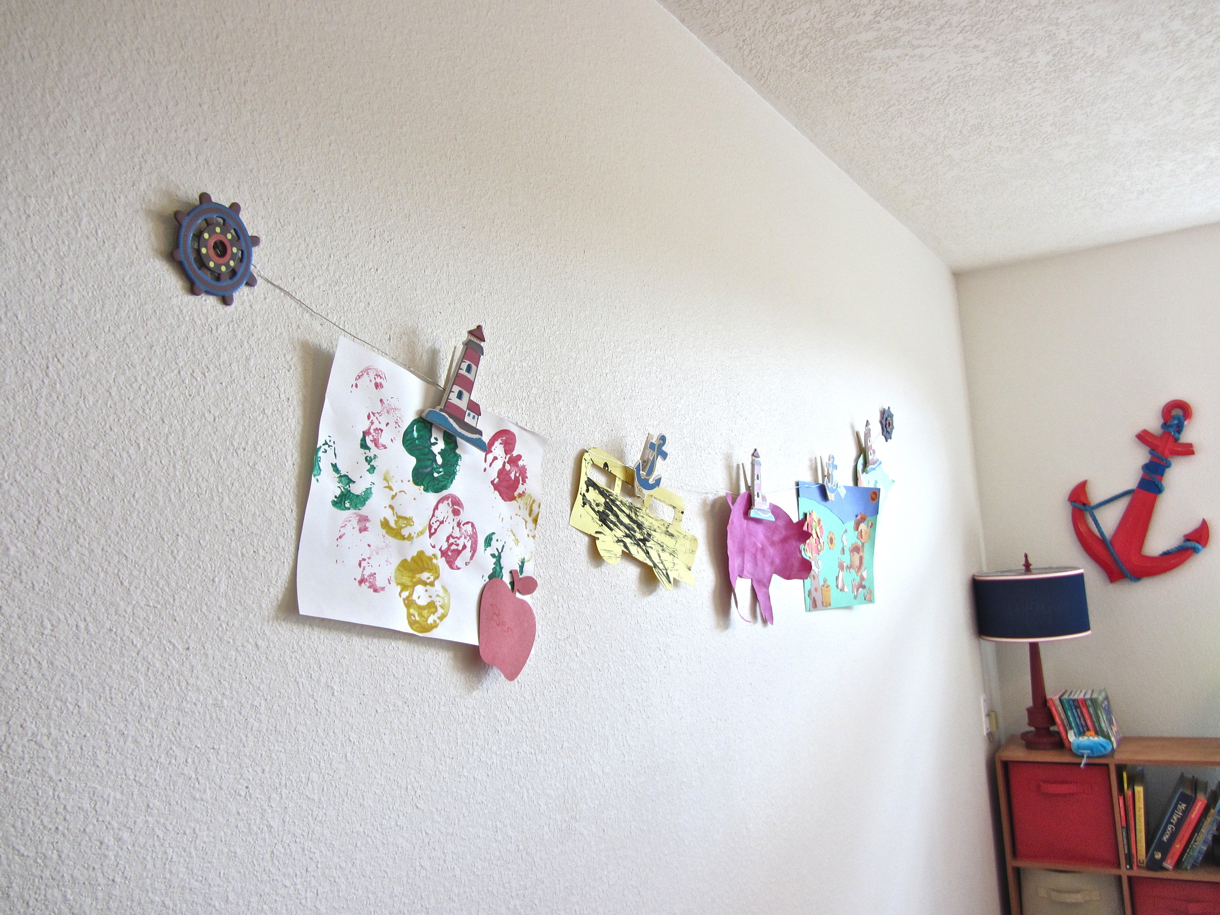 artwork on clothesline display