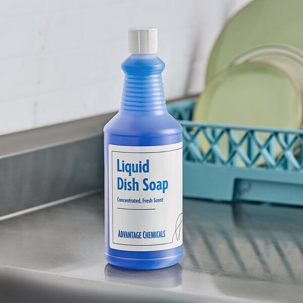 dish soap blue bottle