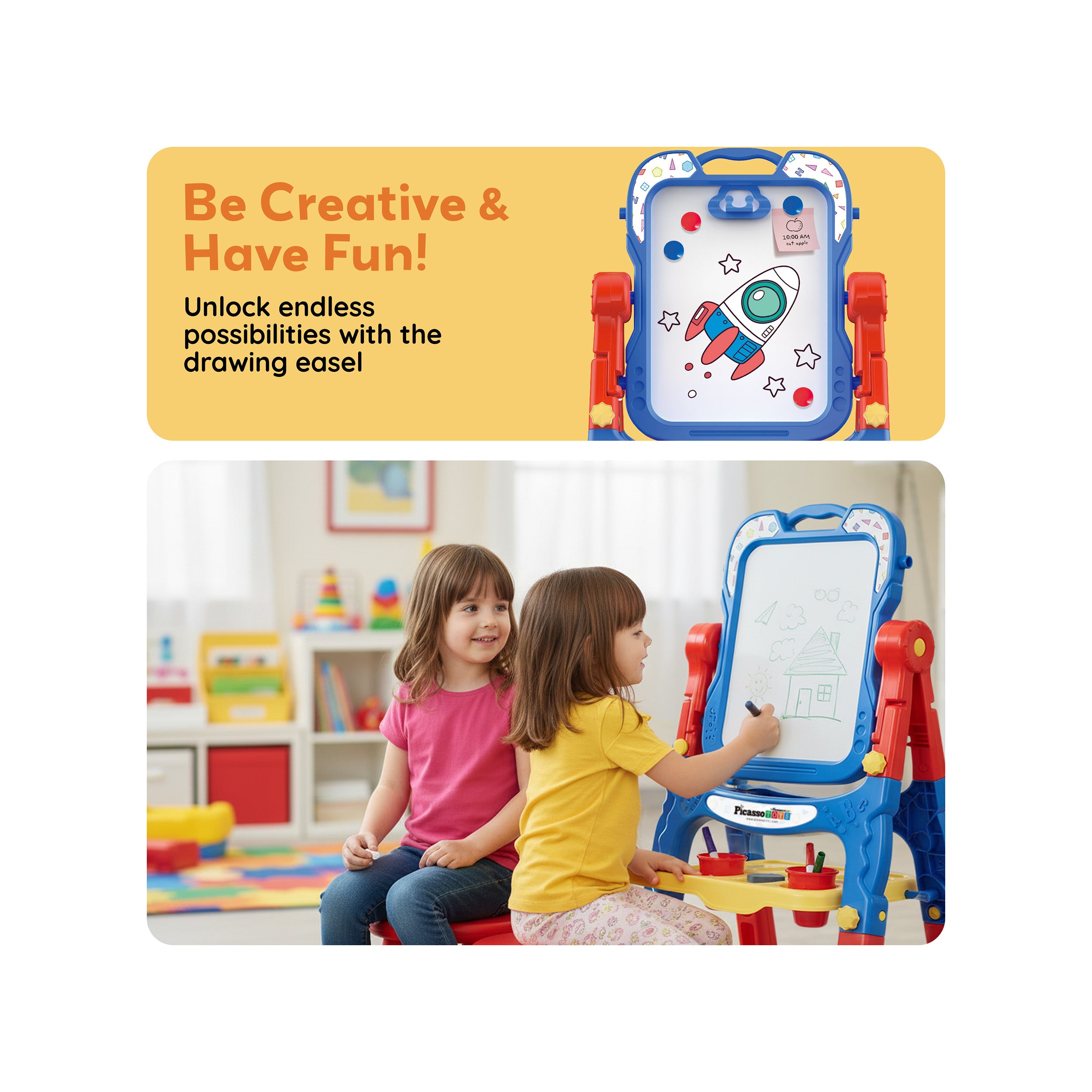 child drawing easel