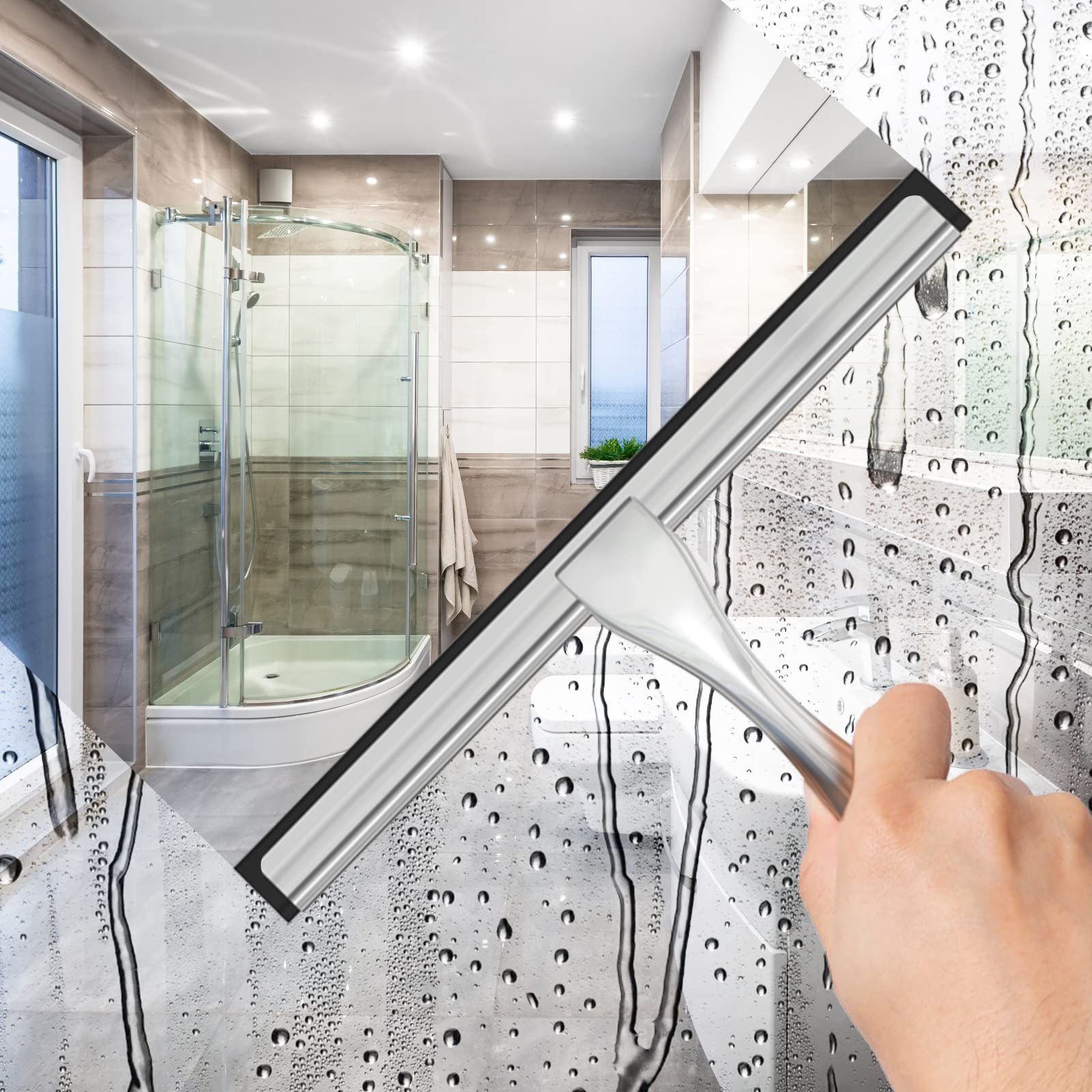 squeegee on shower glass