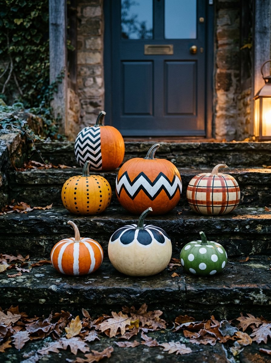 uncarved pumpkins on doorstep