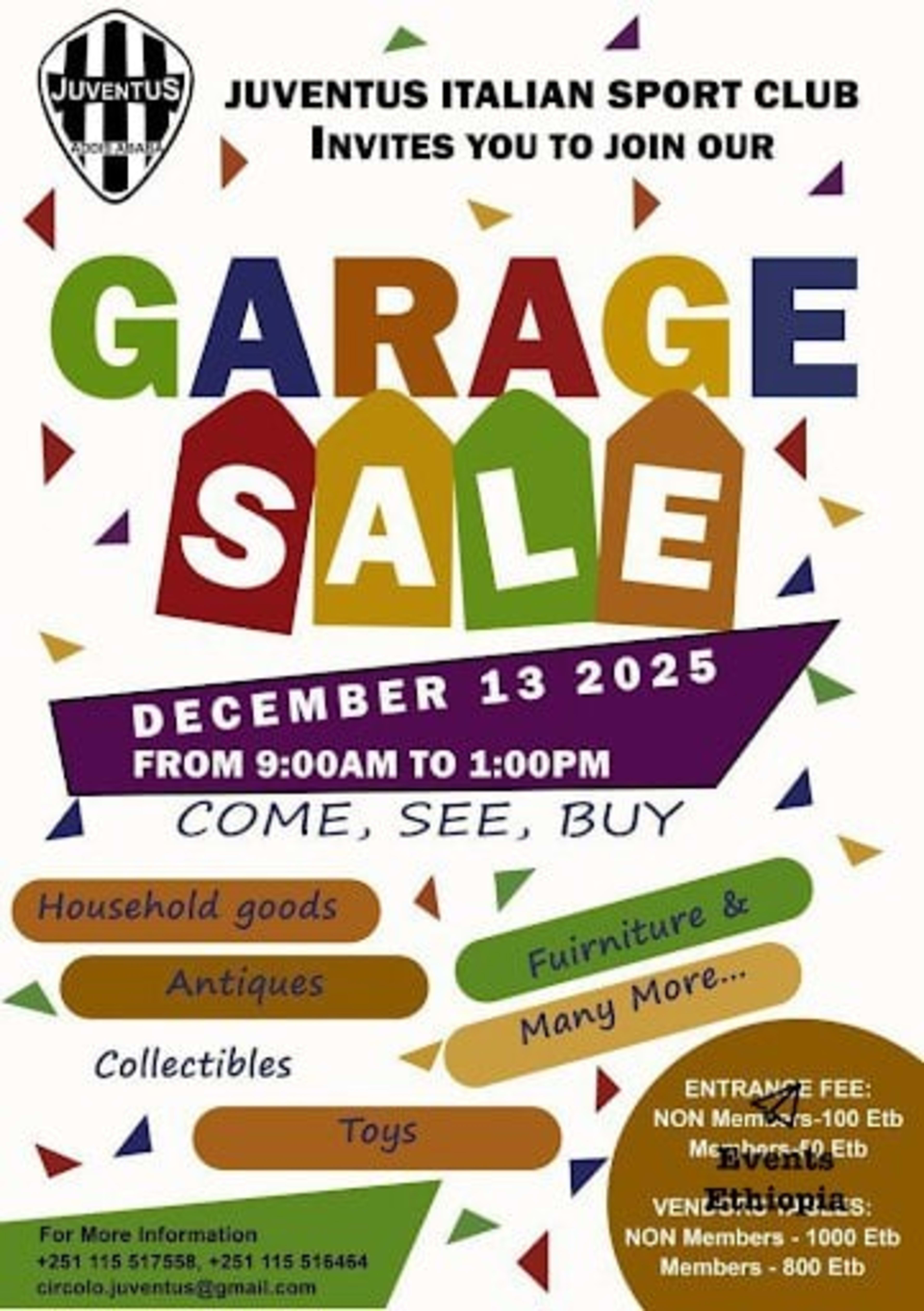 Garage Sale at Juventus Sport Club