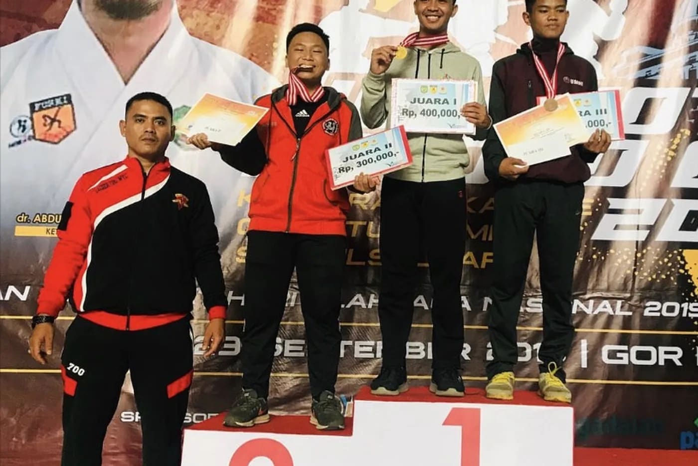 Karate podium at the Wali Kota Palopo Cup, 2019