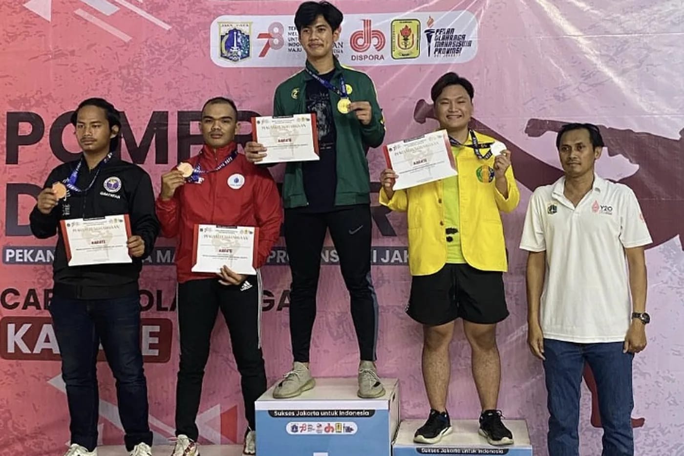 Podium at the Pekan Olahraga Mahasiswa Provinsi karate event, 2023
