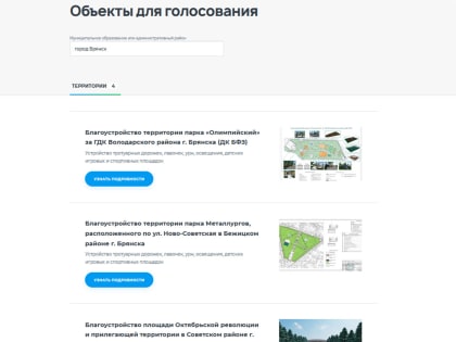 Продолжается голосование за общественные территории