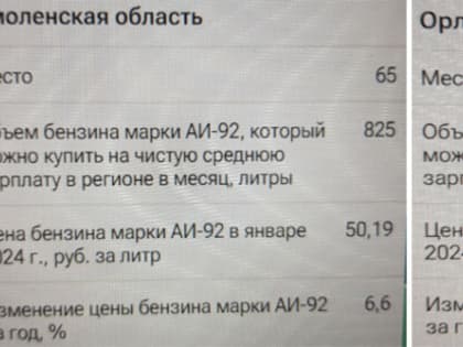 В рейтинге регионов по доступности бензина Брянская область оказалась в конце списка