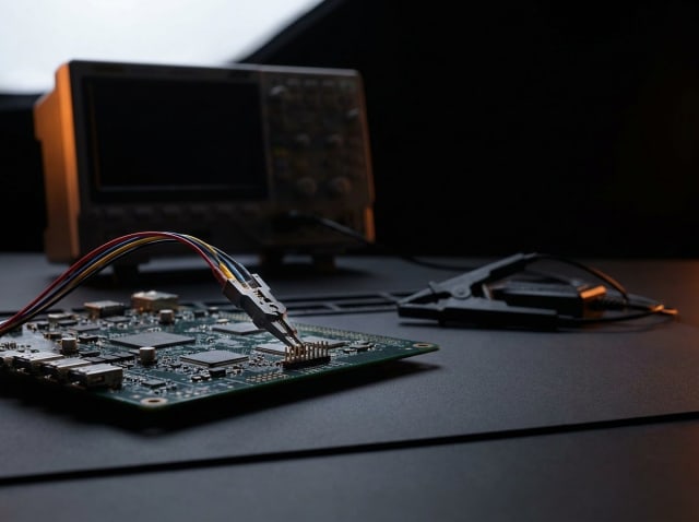 Firmware yazılması — debug prosesi, lövhəyə qoşulmuş proqramlayıcı