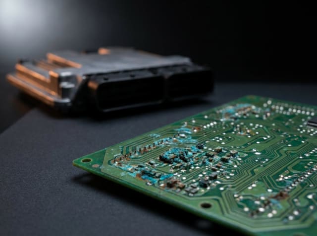 Avtomobil ECU təmiri, tipik nasazlıq — yaxın plan