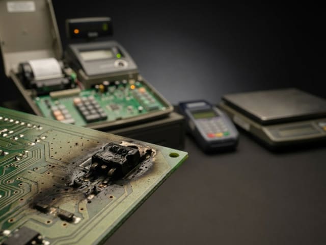 Elektron tərəzidə tipik nasazlıq — ölçmə dövrəsinin yaxın planı