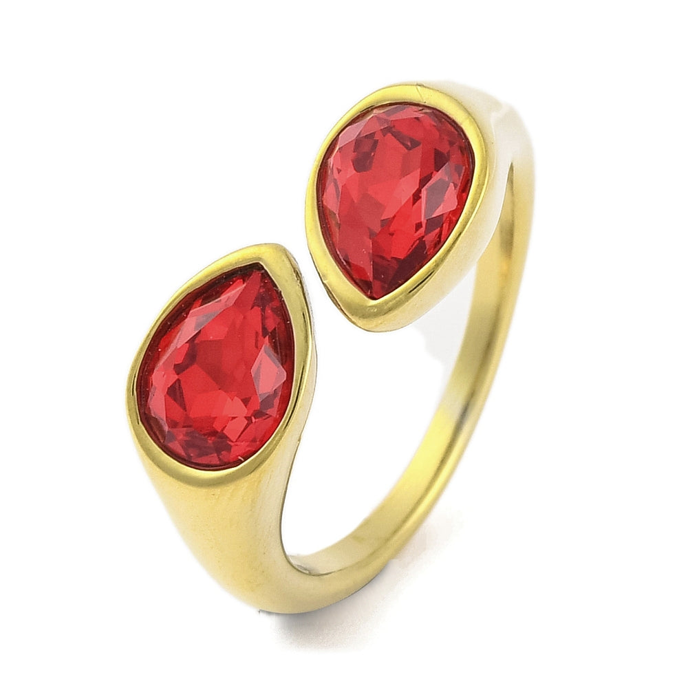 Double Teardrop Rhinestone Open Ring 2