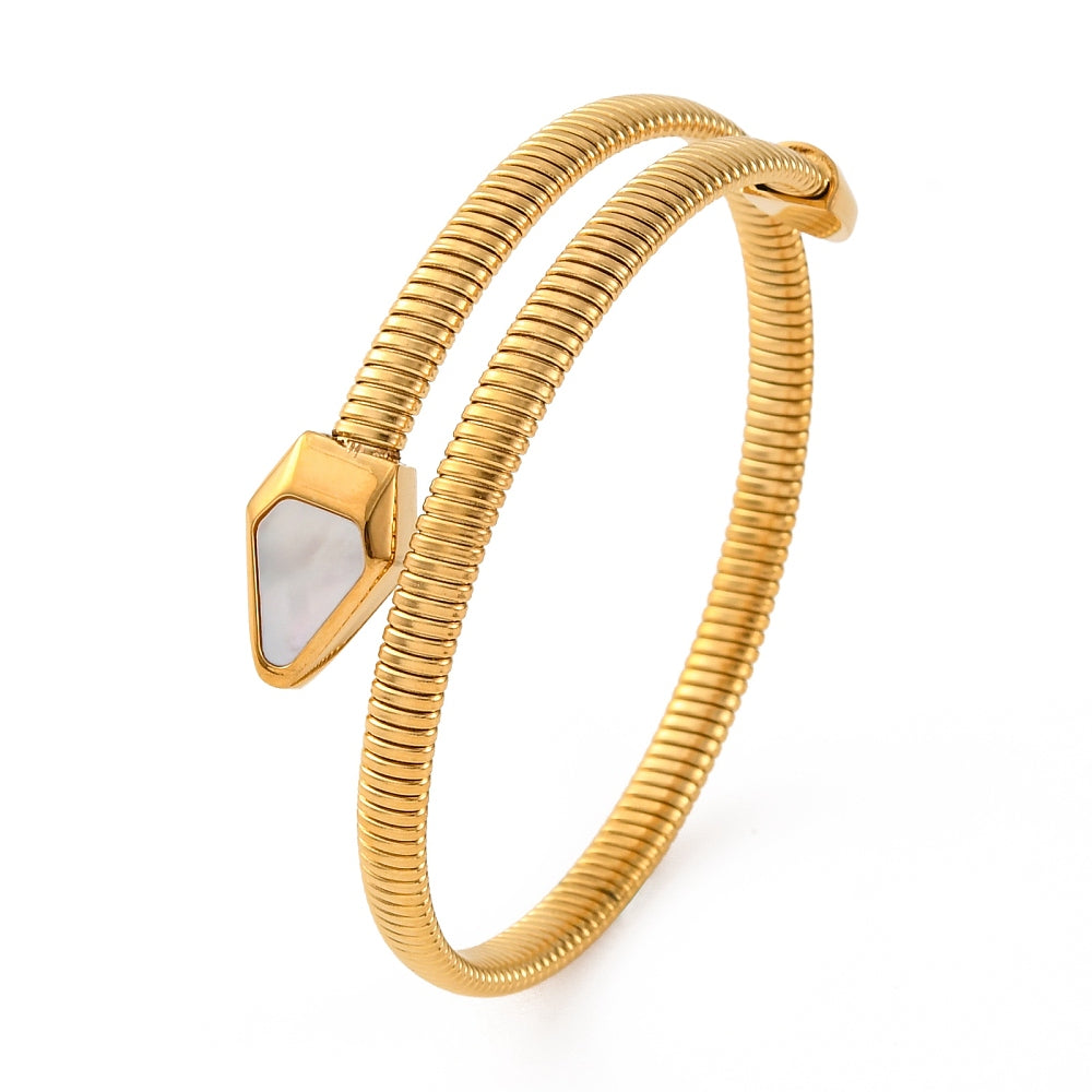 Geometric Horse Eye Cable Cuff Bangle