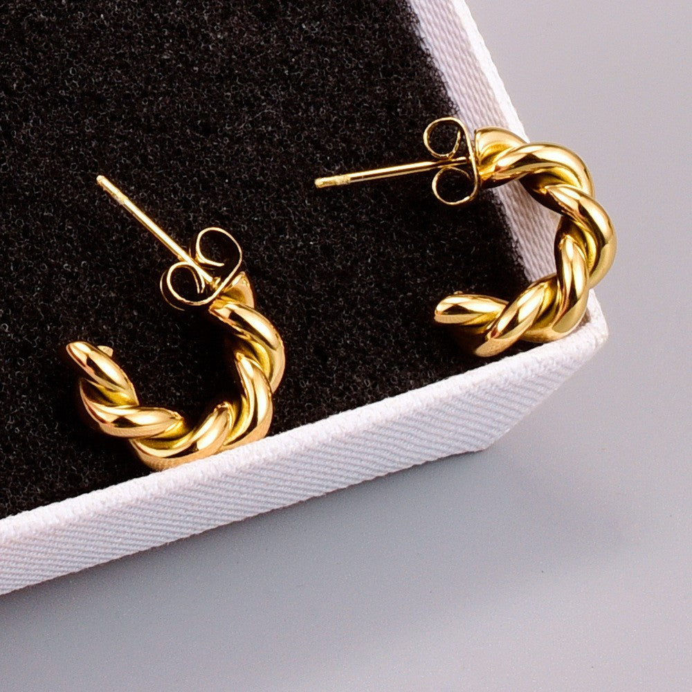 Twisted Rope Hoop Stud Earrings 2