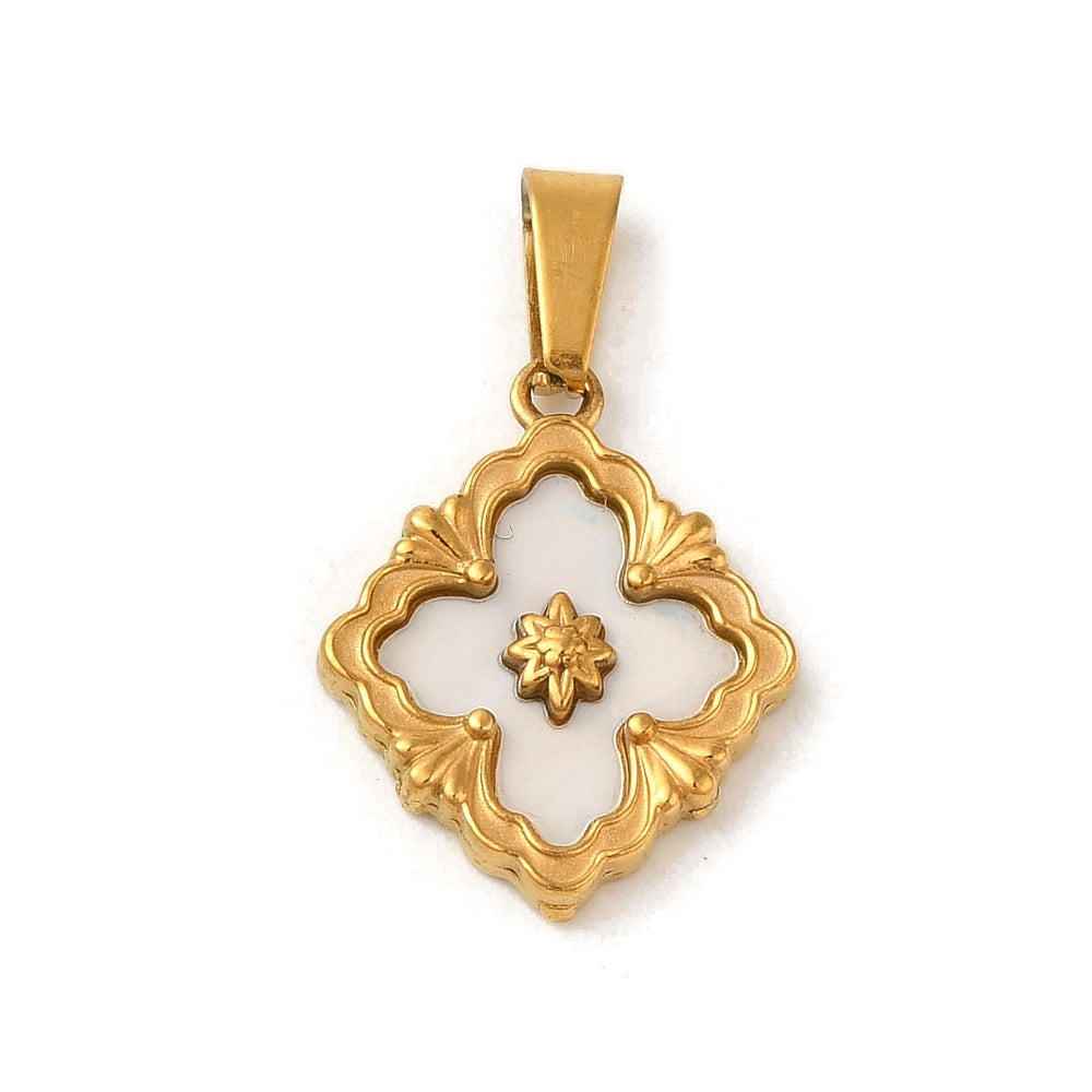 Vintage Floral Shell Pendant
