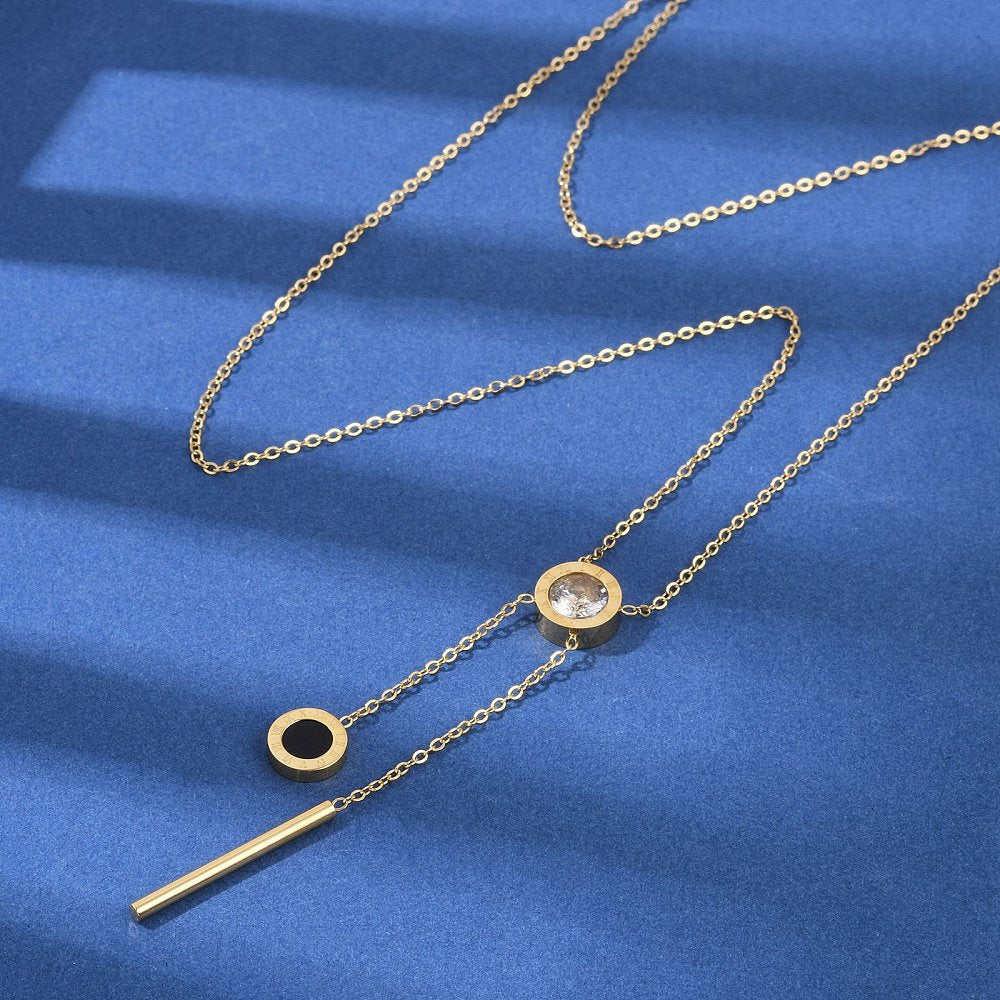 Flat Round Crystal Drop Necklace 4