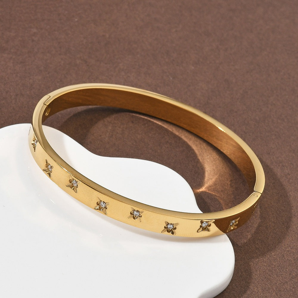 Star CZ Slim Bangle Bracelet 4