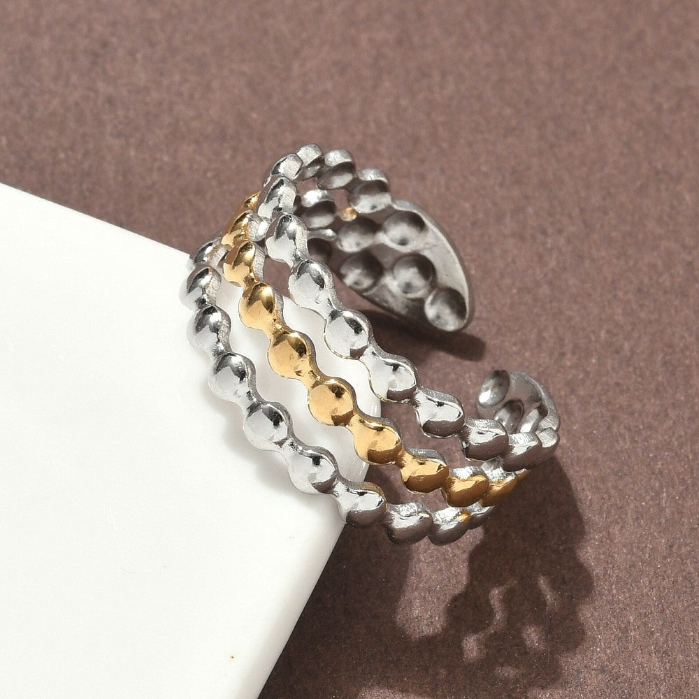 Beaded Duo-Tone Cuff Ring 2