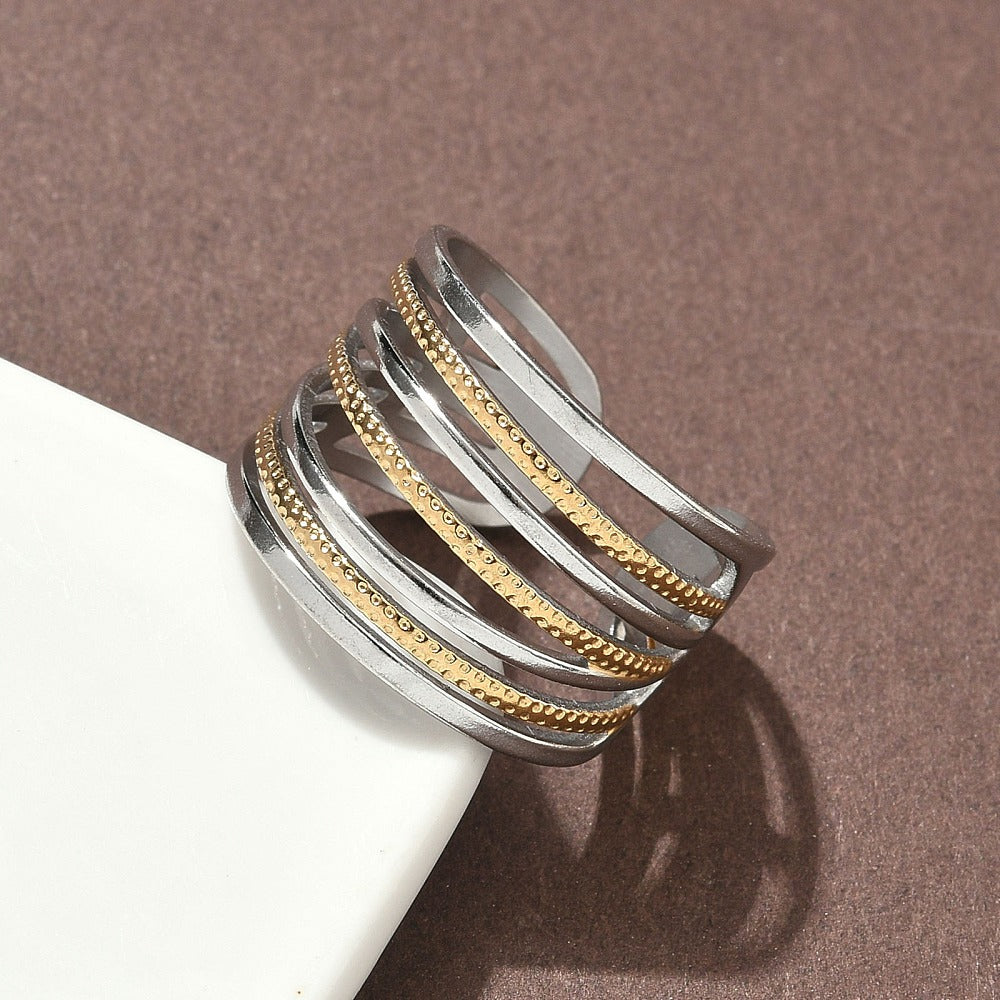 Layered Duo-Tone Cuff Ring 2