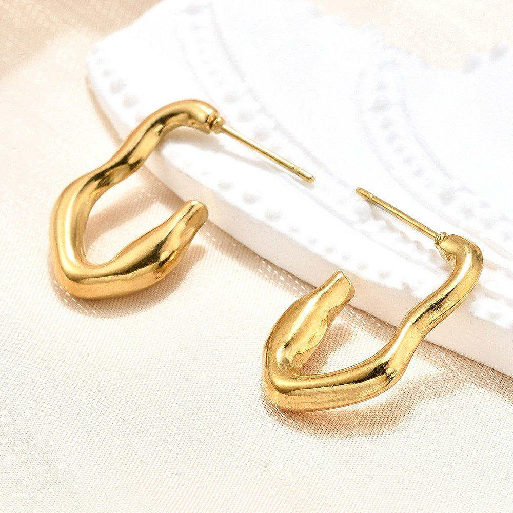 Organic Curve Hoop Stud Earrings 2