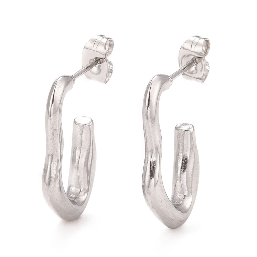 Organic Curve Hoop Stud Earrings 3