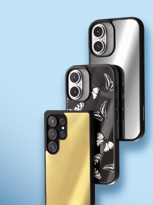 Mirror Cases in Gold, schwarz und silber