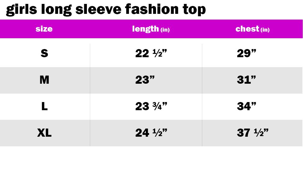 Girls long sleeve fashion tops