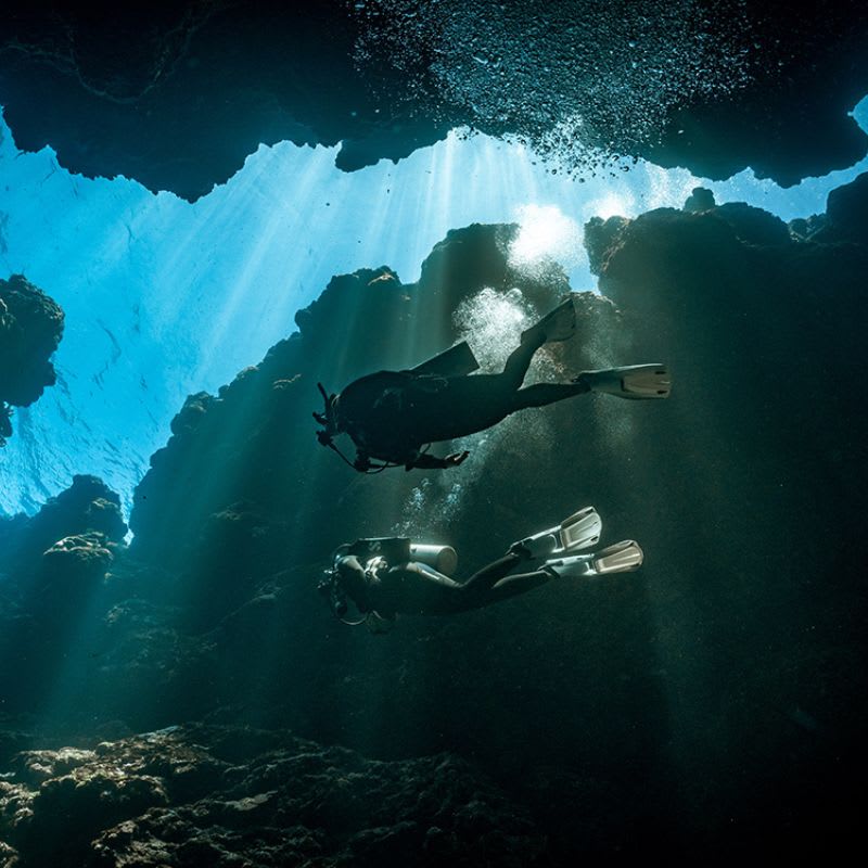 Two divers underwater