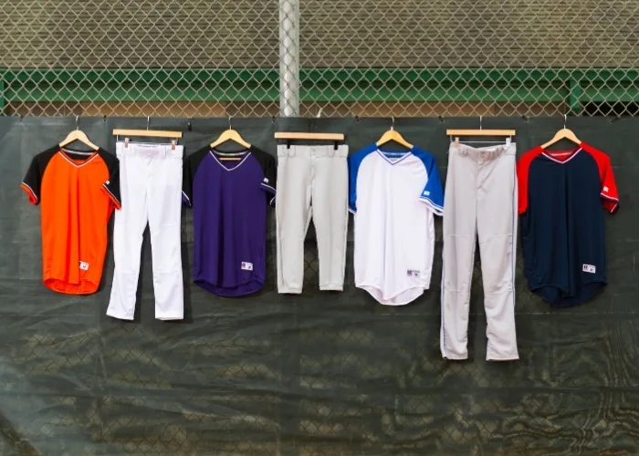 Layflat of baseball uniforms