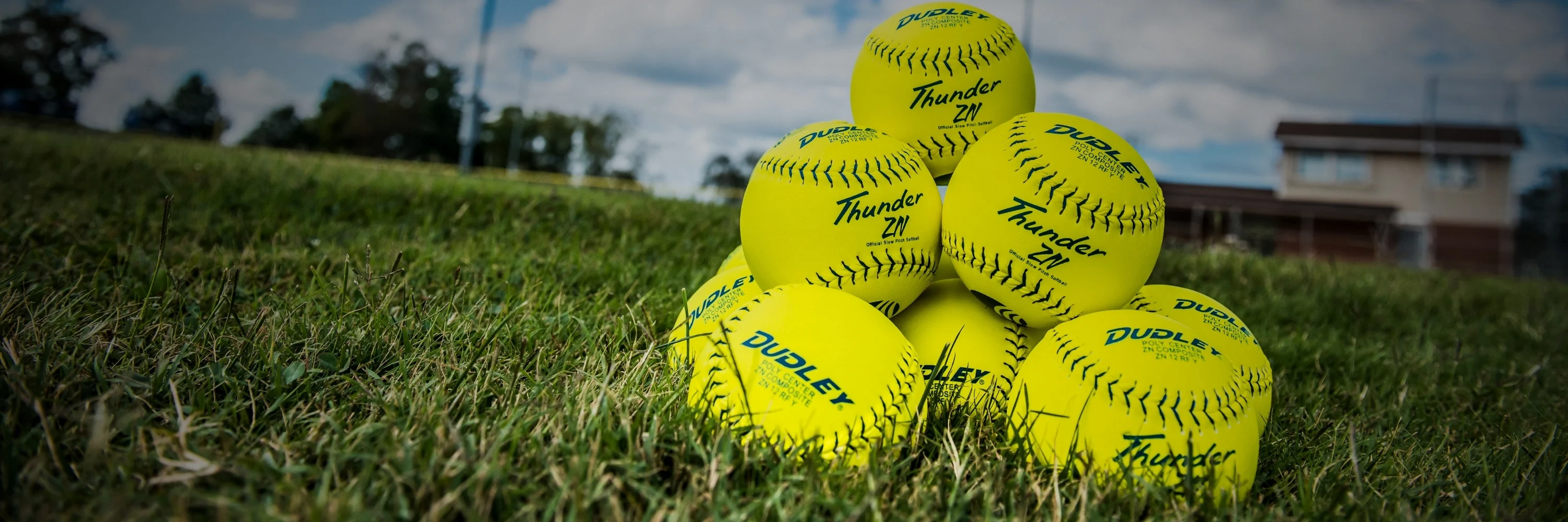 Dudley softballs on a field