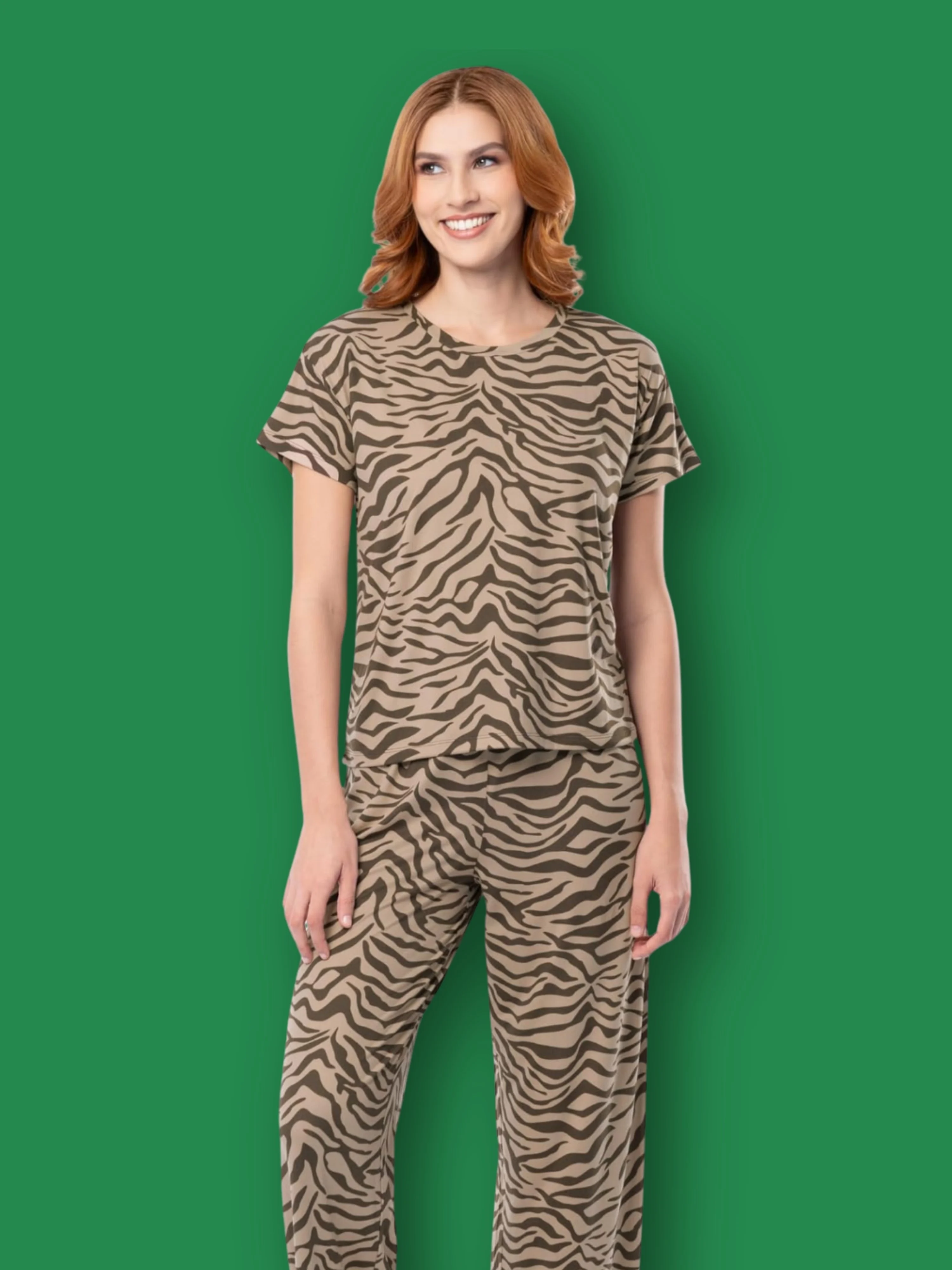 women in animal print pajamas
