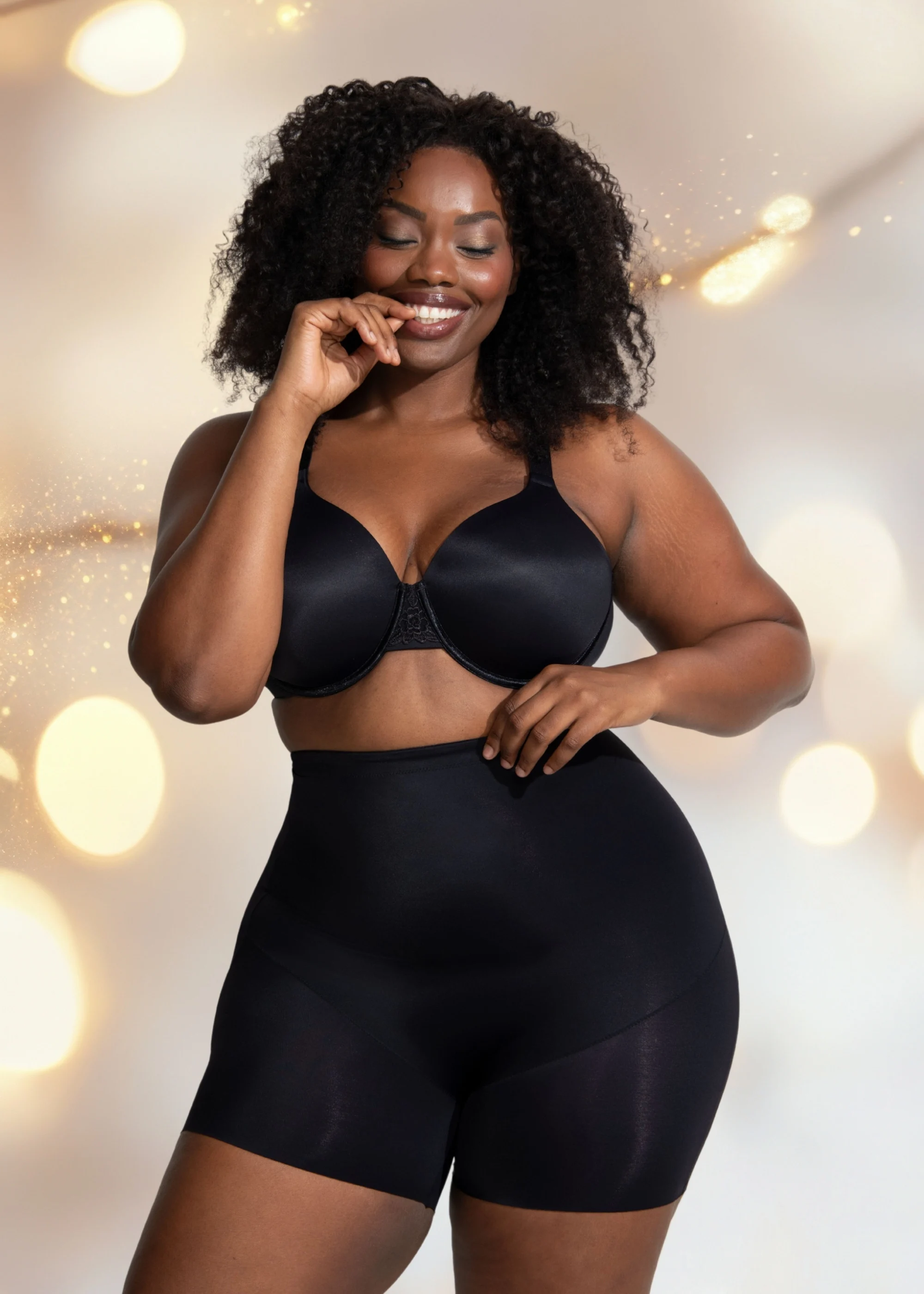 plus size model wearing vanity fair lingerie shaping short 