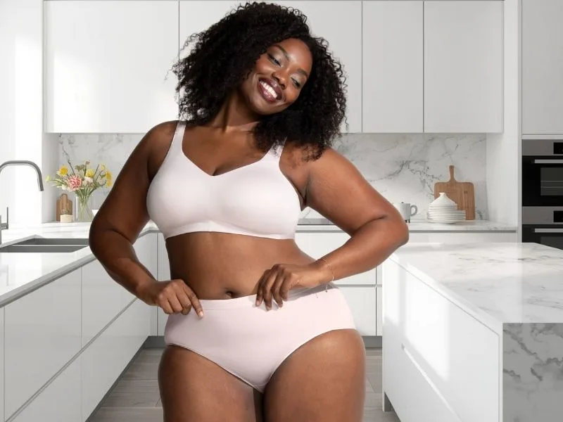 model wearing a beyond comfort bra