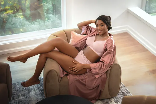 model wearing a beauty back wireless bra in sheer quartz 