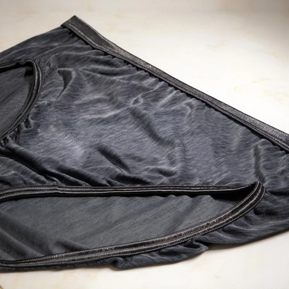 Layflat of illumination hi-cut panty showcasing the satin trim