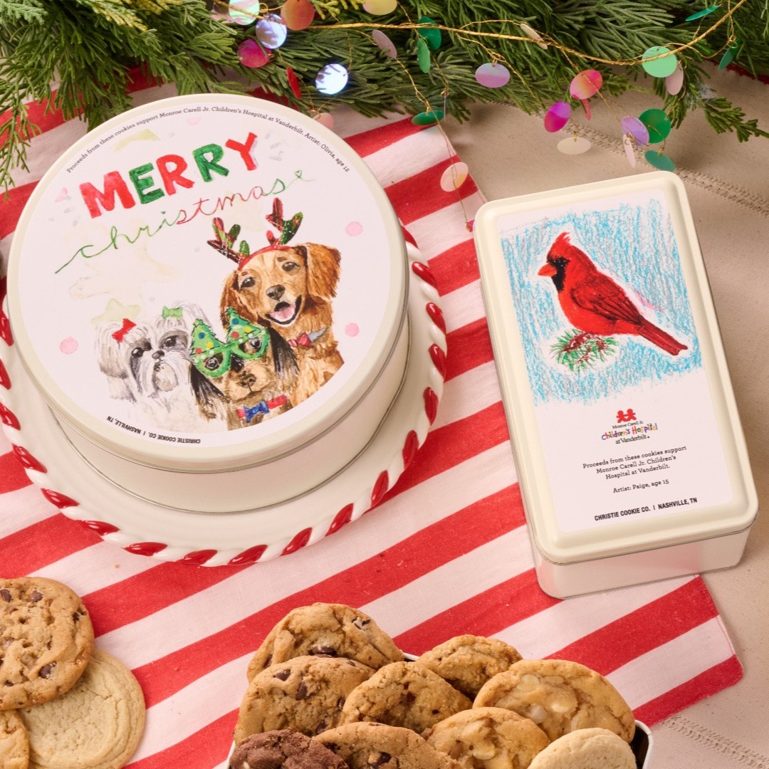 Holiday Cardinal Vanderbilt Tin and Holiday Pups Vanderbilt Tin
