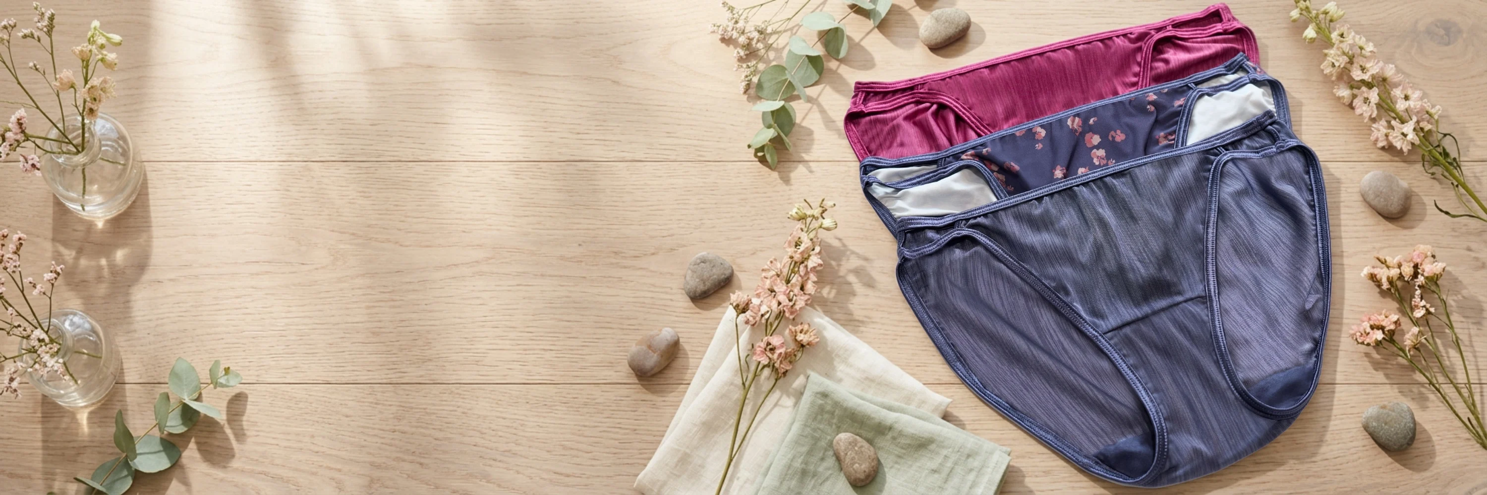 Assorted Vanity Fair panties in solid colors and prints layflat