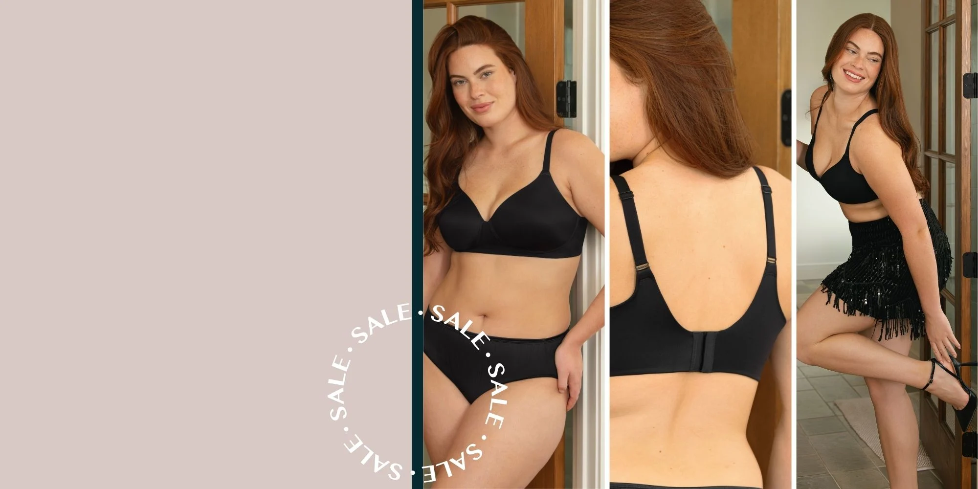 model wearing new everyday essential smooth wireless bra in midnight black
