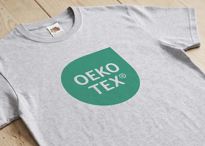 A T-shirt made from OEKO-TEX® certified yarn.