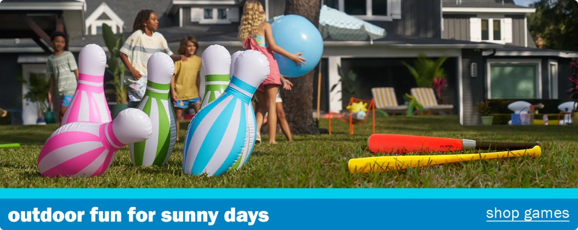 Outdoor fun for sunny days. Shop games. 