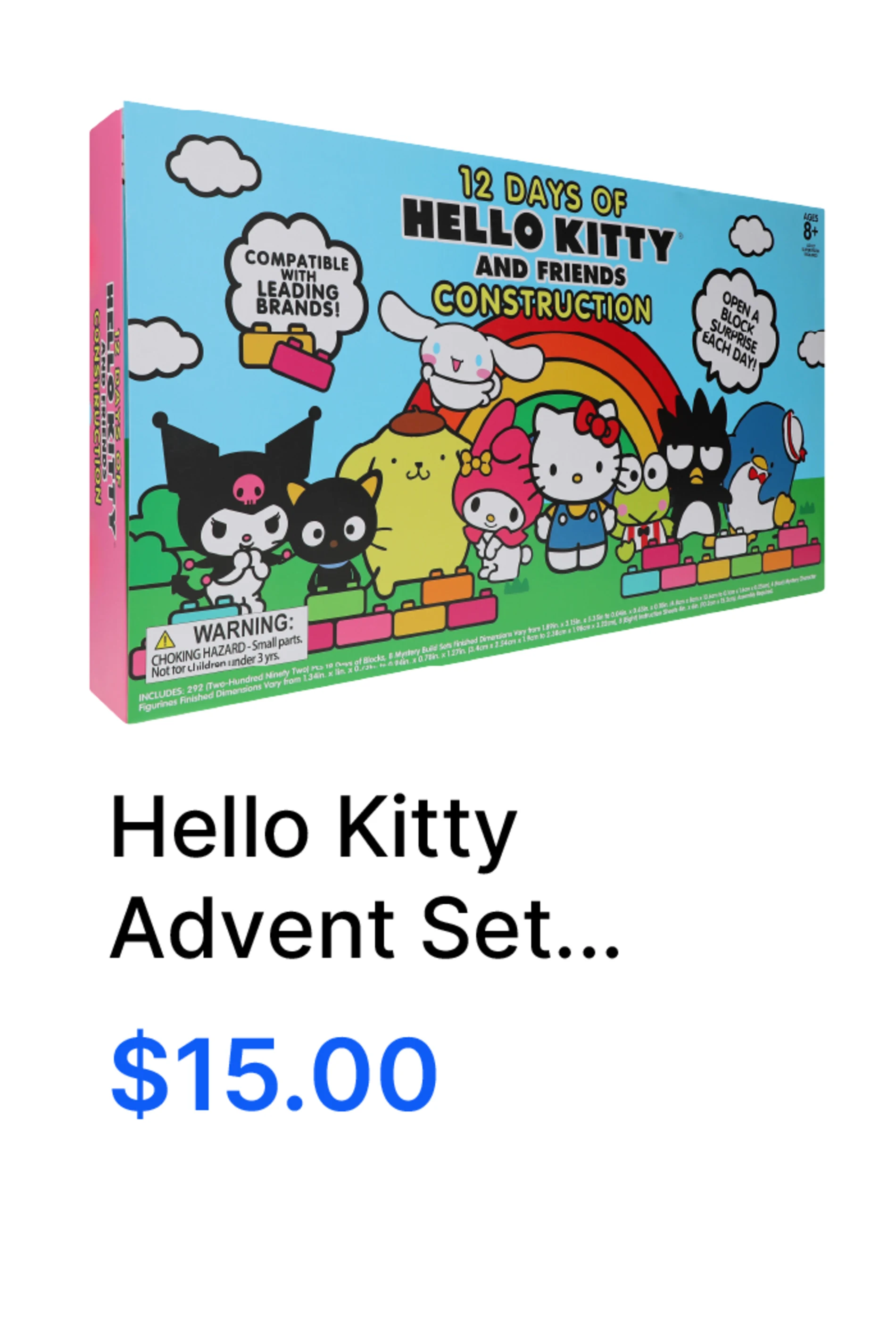 Hello Kitty and Friends&reg; 12 Days Of Construction Advent Calendar $15.00 Available Saturday 11/9