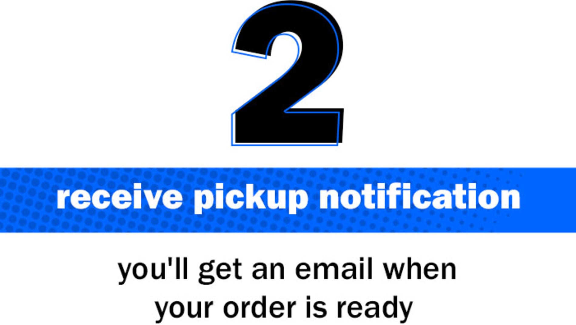 2. receive pickup notification. you'll get an email when your order is ready.